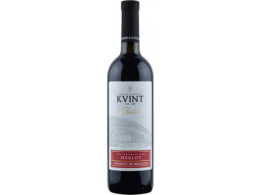 Недорогое красное полусладкое вино Kvint Classic Мерло